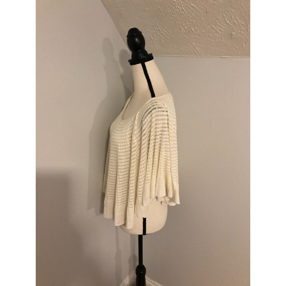 Anthropologie Knitted & Knotted Miah Poncho LP Ivory Pointelle Knit - Picture 3 of 12